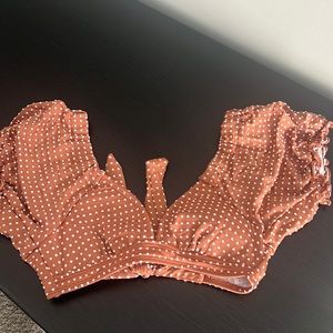 NWOT * Xhilaration Brown & White Swimsuit Top Size XS